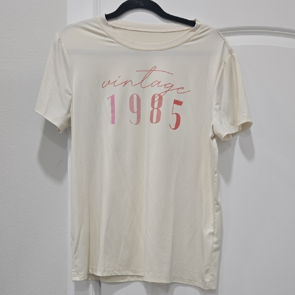 SHEIN Cream Vintage 1985 Tee